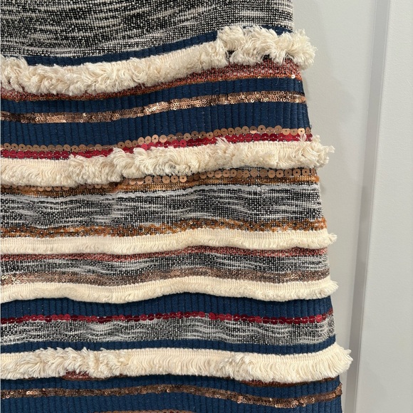 Anthropologie Moulinette Soeurs Erine Sequin Fringe Tweed Skirt Size 6 - Picture 6 of 15